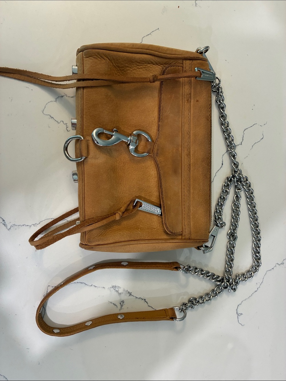 Rebecca Minkoff Tan Leather Crossbody Bag with Chain Strap